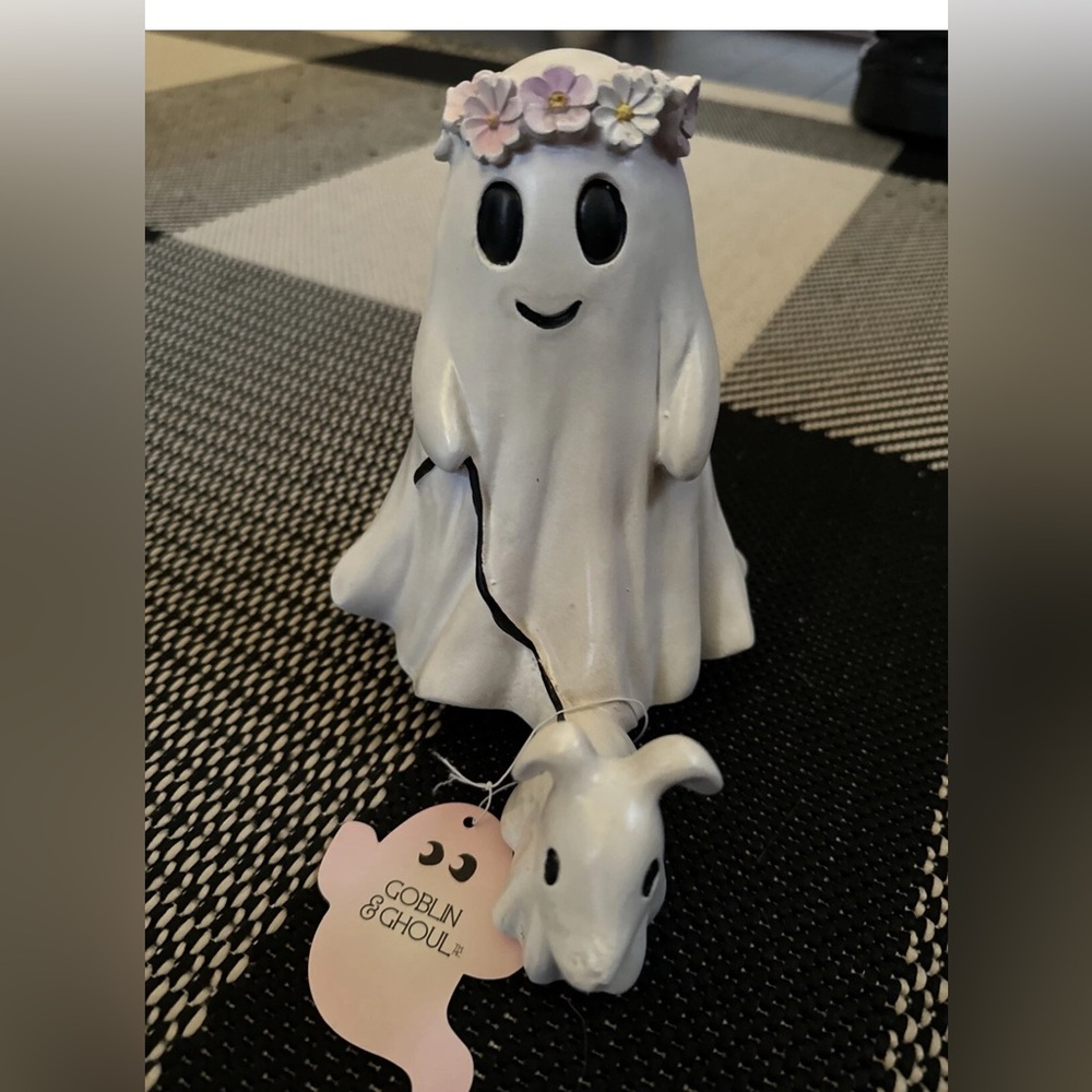 Viral Goblin And Ghoul Walking Ghost Dog With Flower Crown Halloween